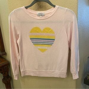 WILDFOX Girls Kids Pink Heart Graphic Sweater Size 12